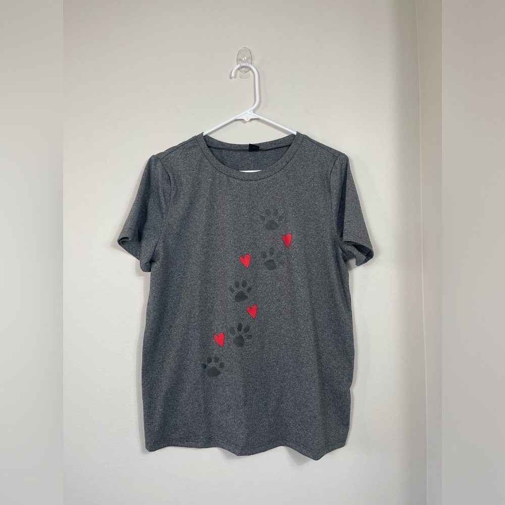 Dog Mom Tshirts for Women Funny Dog Paw Graphic Print Short Sleeve O Neck NWT